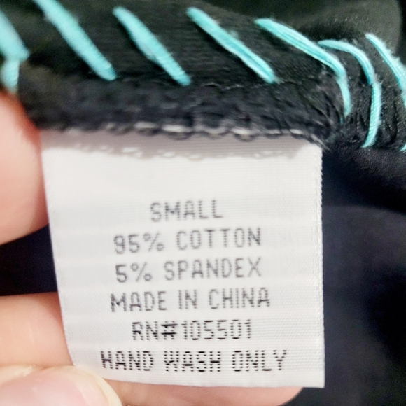 Double D Ranch Black Long Sleeve Top USA Flag Embellished Small Y2K Embroidered - Picture 10 of 12